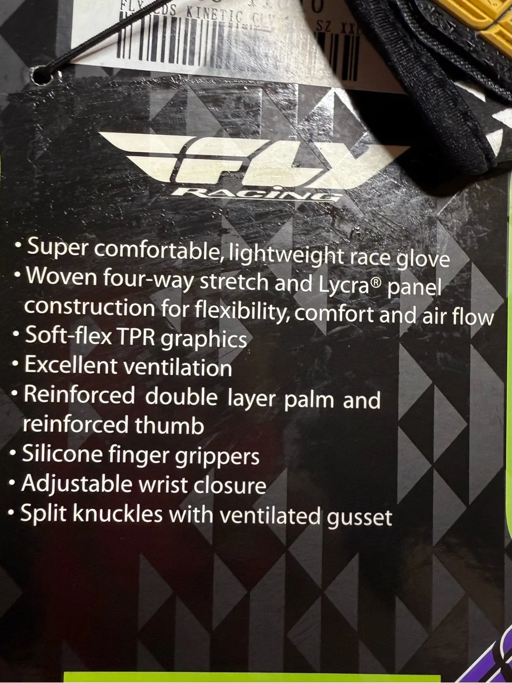 Fly Racing Ladies Kinetic Gloves Black White Yellow Motocross Riding XXL-10 NWT